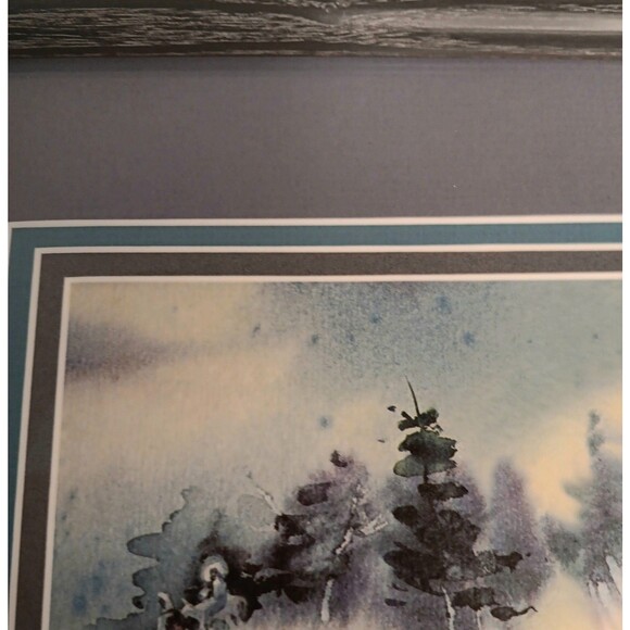 Mary & Joseph Journey To Bethlehem Snow Print Matted And Framed Blue & White VTG - Picture 6 of 15